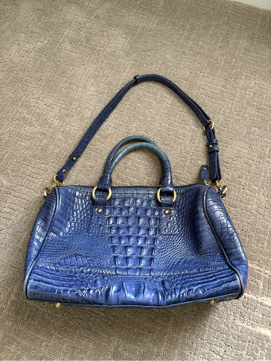 Brahmin Blue Croc Melbourne Stacy Crossbody Satchel